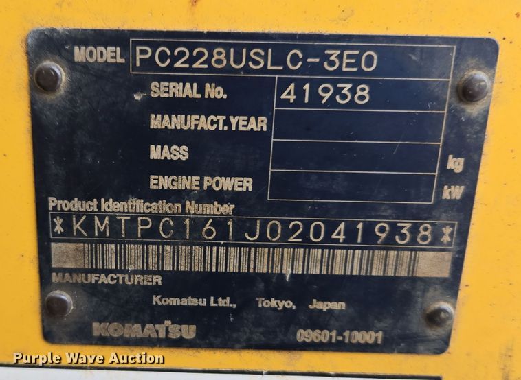 image for item ND9400 2010 Komatsu PC228USLC-3E0 excavator