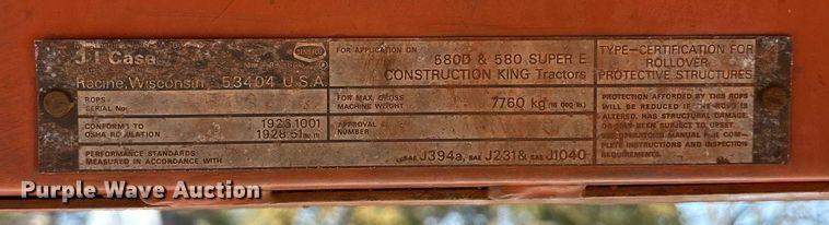 image for item OB9461 1986 Case 580 Super E backhoe