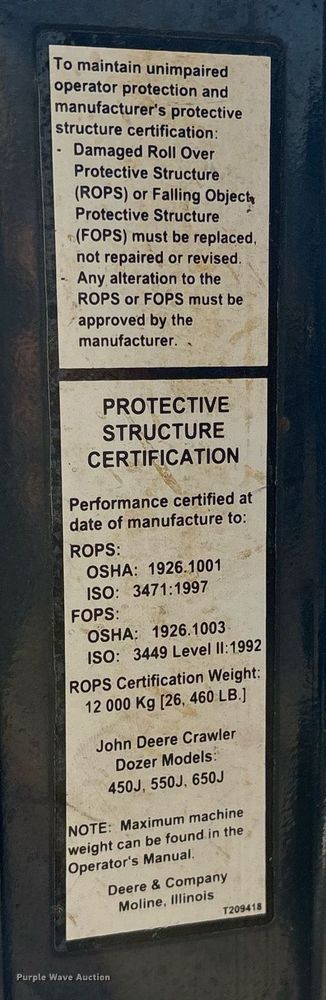 image for item OB9480 2006 John Deere 650J LGP dozer