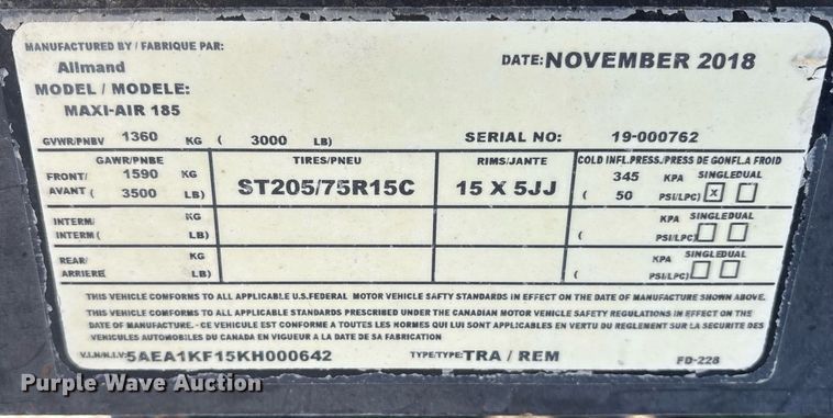 image for item OB9510 2019 Allmand Maxi-Air 185 air compressor