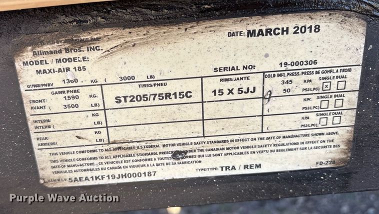 image for item OB9512 2018 Allmand Maxi-Air 185 air compressor