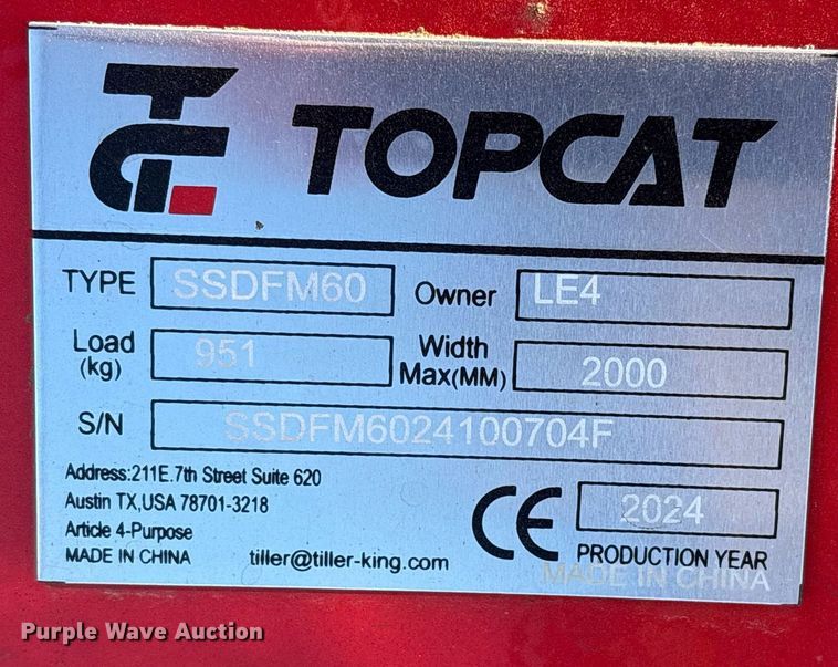 image for item OB9514 2024 TopCat SSDFM60 skid steer disc mulcher