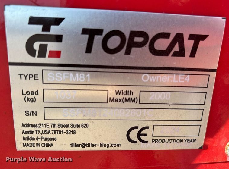 image for item OB9516 2024 TopCat SSFM81 skid steer mulcher