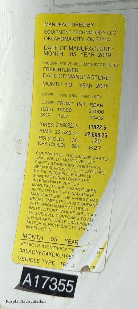 image for item OB9535 2019 Freightliner M2 bucket truck