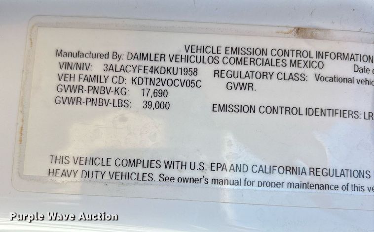 image for item OB9535 2019 Freightliner M2 bucket truck