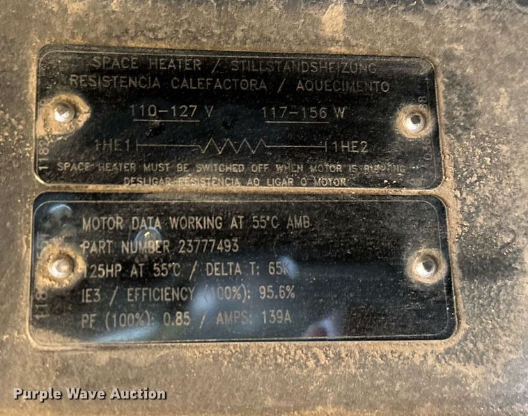 image for item OB9536 2016 Ingersoll Rand R110IE-W125 air compressor