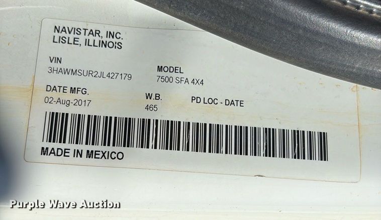 image for item OB9579 2018 International 7500 digger derrick truck