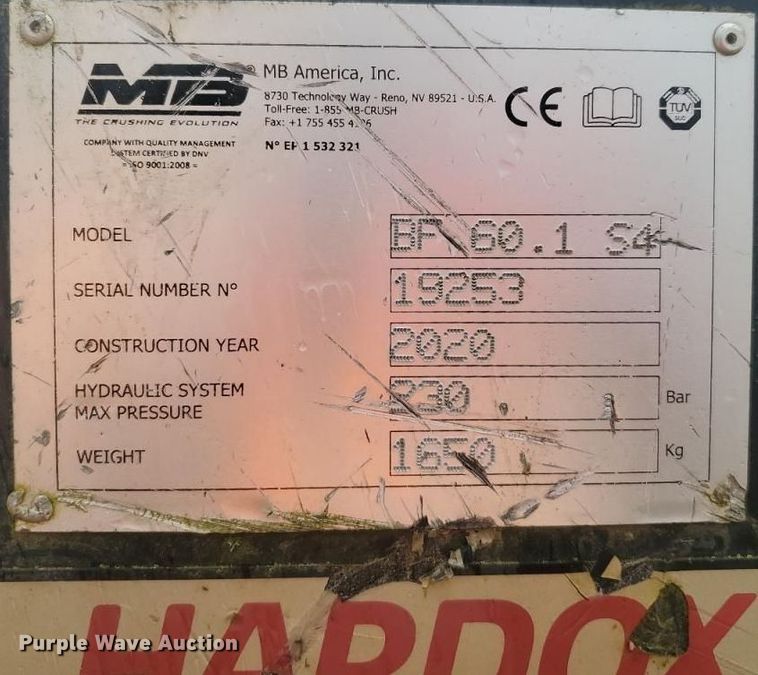 image for item YA0372 2020 MB America BF 60.1 S4 excavator crusher bucket