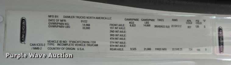 image for item YA0381 2022 Freightliner M2 106 bucket truck