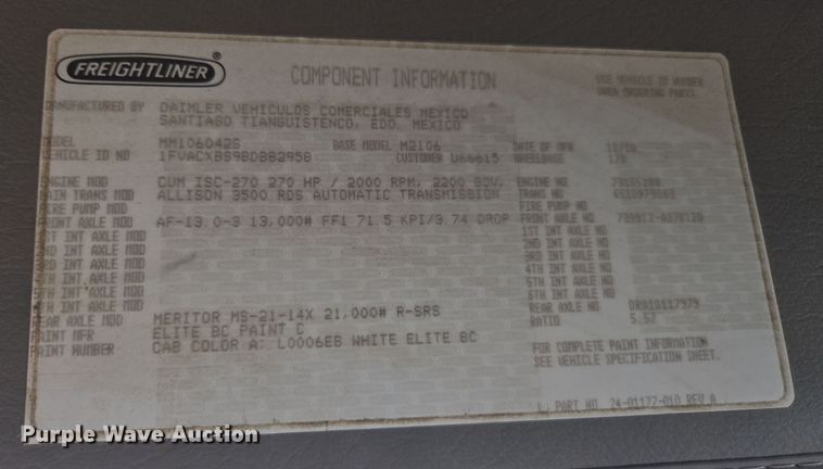 image for item YA0392 2011 Freightliner Business Class M2 106 bucket truck