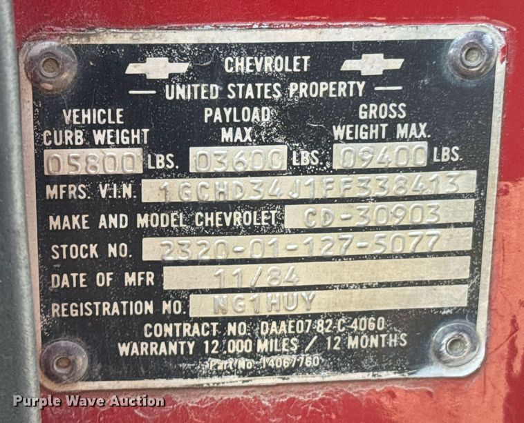 image for item DO0756 1985 Chevrolet D30 pickup truck