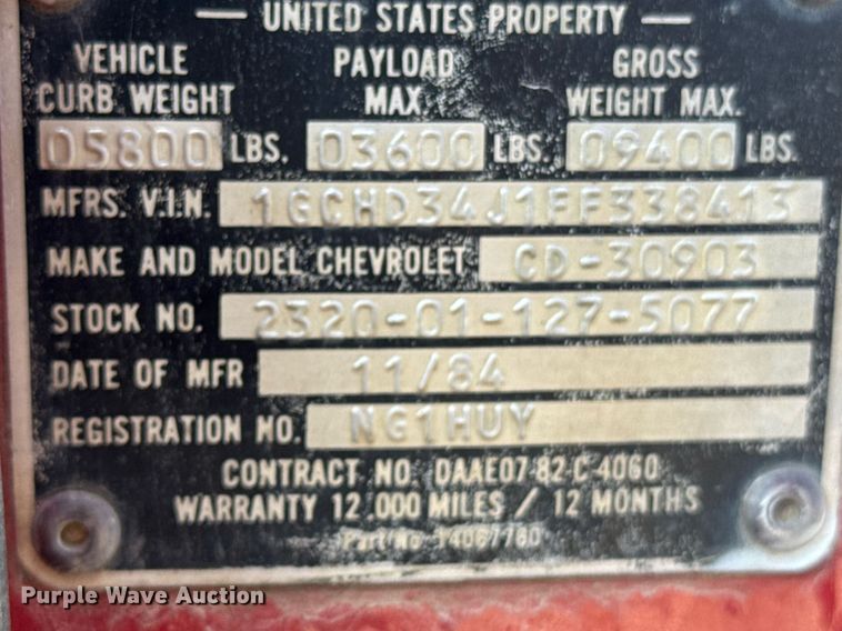 image for item DO0756 1985 Chevrolet D30 pickup truck