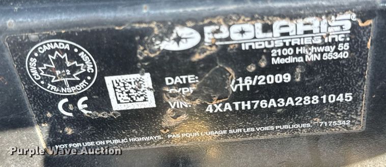 image for item DO0758 2009 Polaris Ranger XP 800 EFI utility vehicle