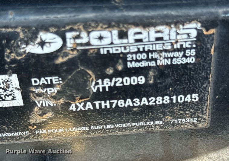 image for item DO0758 2009 Polaris Ranger XP 800 EFI utility vehicle
