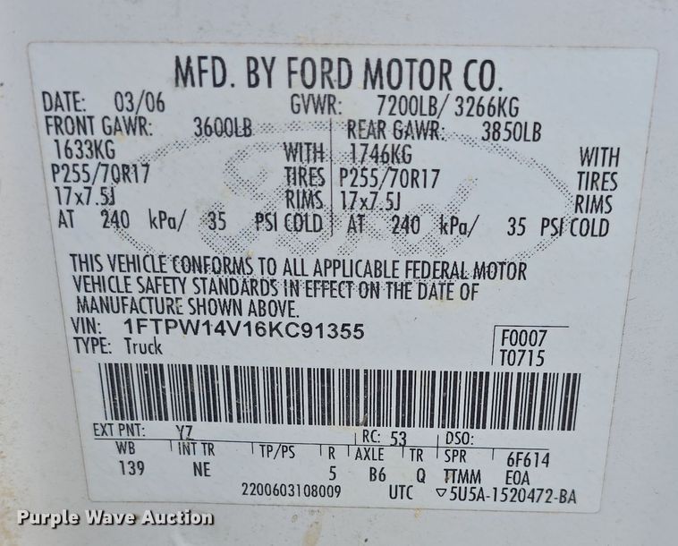 image for item DO7804 2006 Ford F150 SuperCrew pickup truck