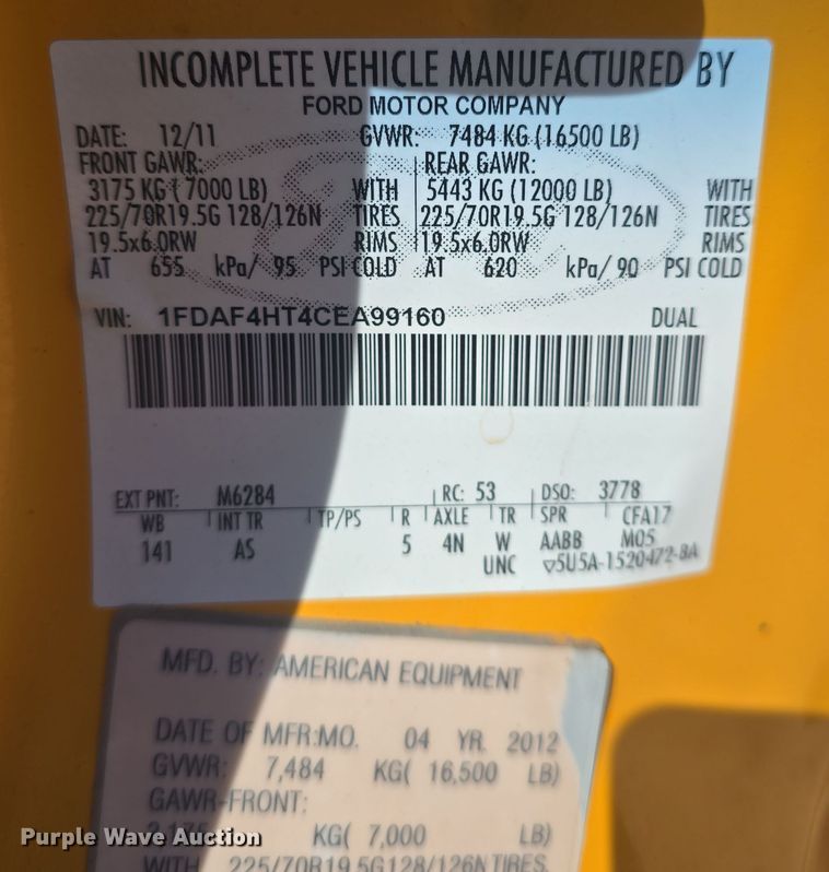 image for item DO7856 2012 Ford F450 Super Duty XL flatbed truck