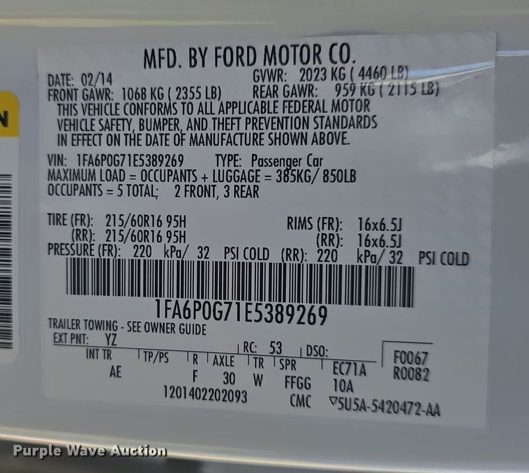 image for item DO7868 2014 Ford Fusion 