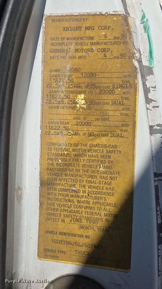 image for item DS5356 1990 GMC TopKick manure spreader truck