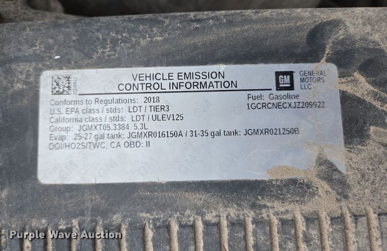 image for item DT4774 2018 Chevrolet Silverado 1500 Double Cab pickup truck