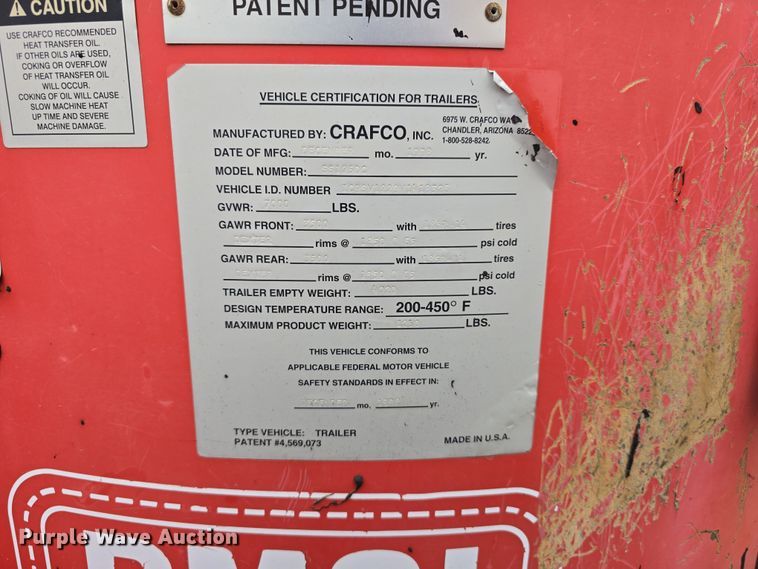 image for item DT6770 1999 Crafco SS125DC melter applicator