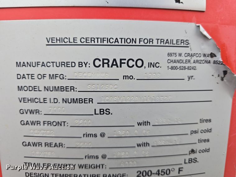 image for item DT6770 1999 Crafco SS125DC melter applicator