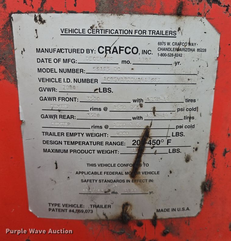 image for item DT6773 1998 Crafco SS125 DC melter applicator