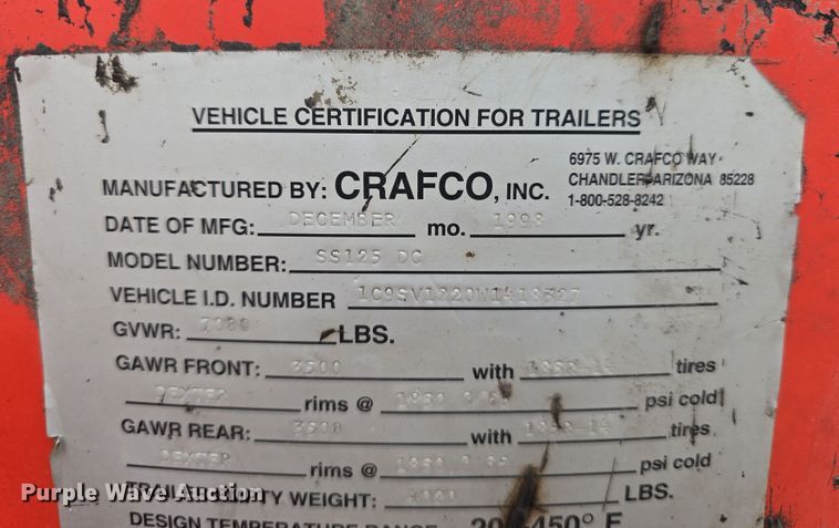 image for item DT6773 1998 Crafco SS125 DC melter applicator