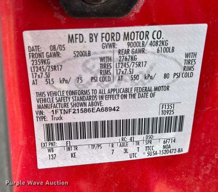 image for item DU3344 2006 Ford F250 Super Duty pickup truck