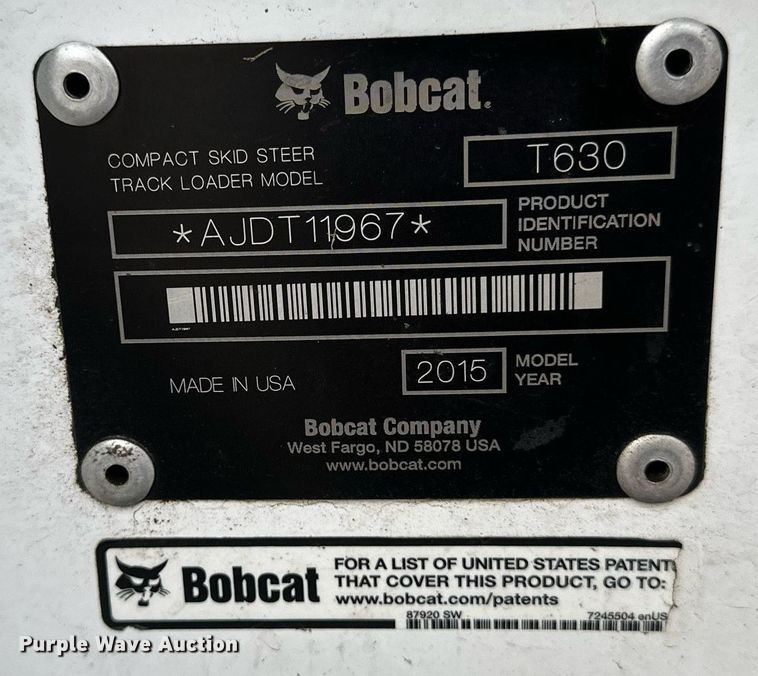 image for item DV0692 2015 Bobcat T630 tracked skid steer loader