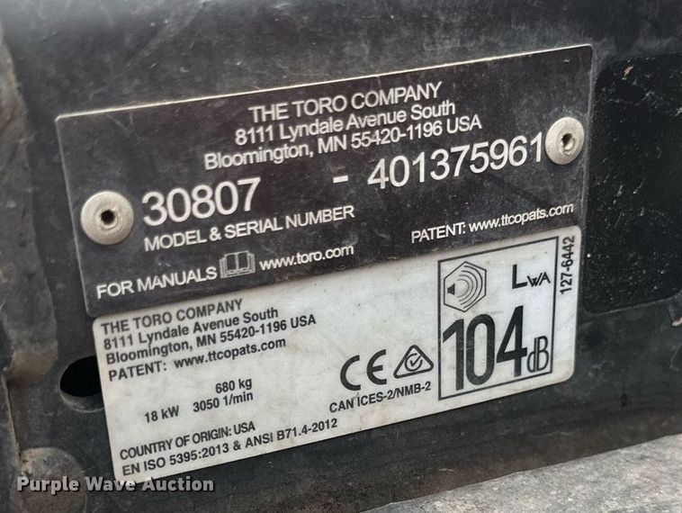 image for item DV0697 Toro Groundsmaster 3500D Sidewinder lawn mower