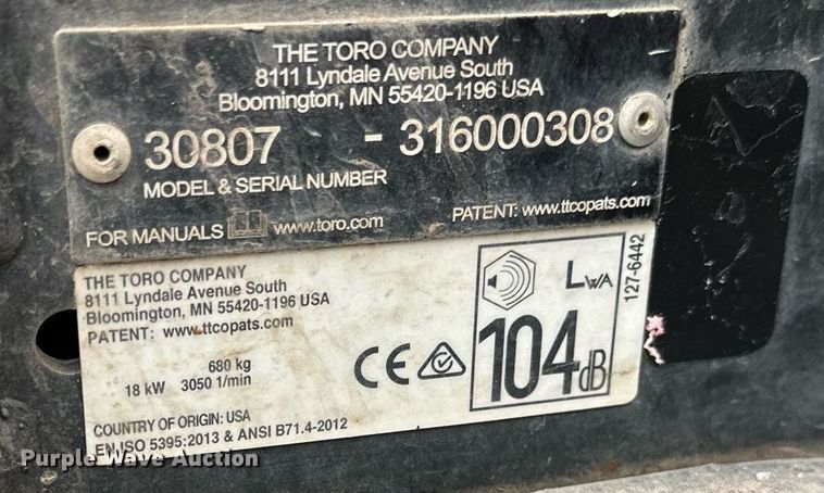 image for item DV0698 Toro Groundsmaster 3500D Sidewinder lawn mower