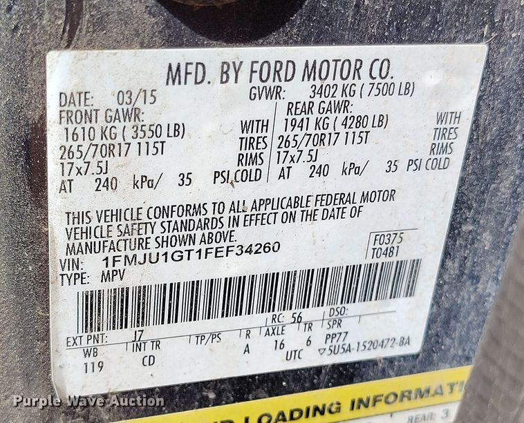 image for item DV6725 2015 Ford Expedition SUV