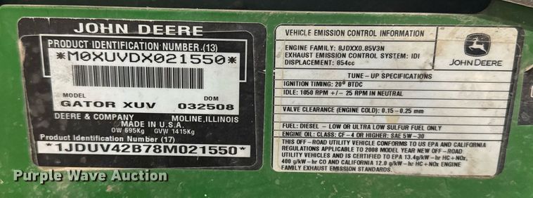 image for item DW1861 2008 John Deere Gator utility vehicle