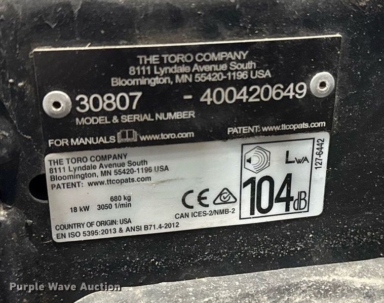 image for item DW1862 Toro Ground Master 3500D ZTR lawn mower