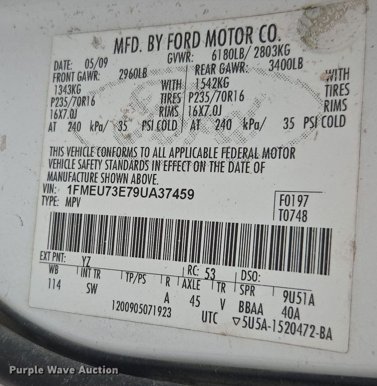 image for item DW1867 2009 Ford Explorer SUV