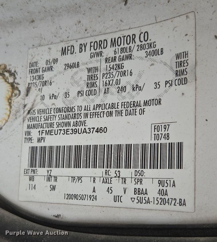 image for item DW1868 2009 Ford Explorer XLT SUV