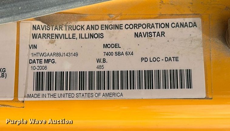 image for item DW8634 2009 International 7400 dump truck