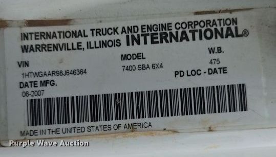 image for item DW8659 2008 International 7400 dump truck