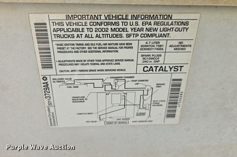 image for item DW8666 2002 Dodge Ram 1500 Quad Cab pickup truck