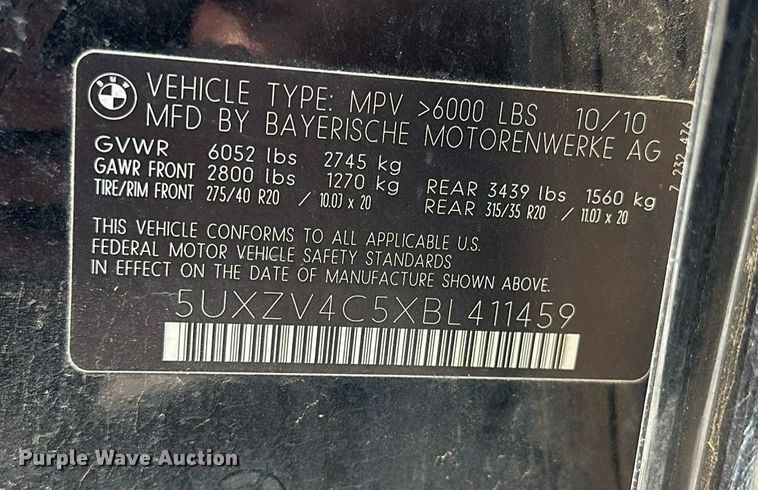 image for item DW8670 2011 BMW X5 SUV