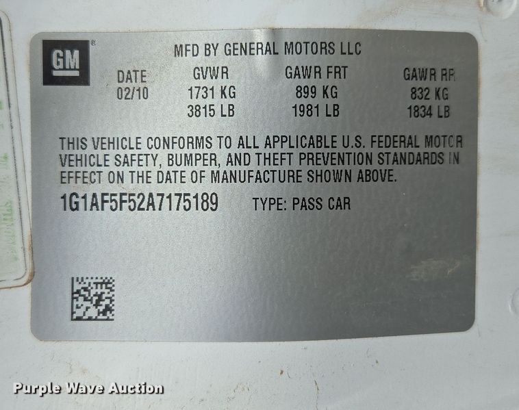 image for item DW8675 2010 Chevrolet Cobalt 