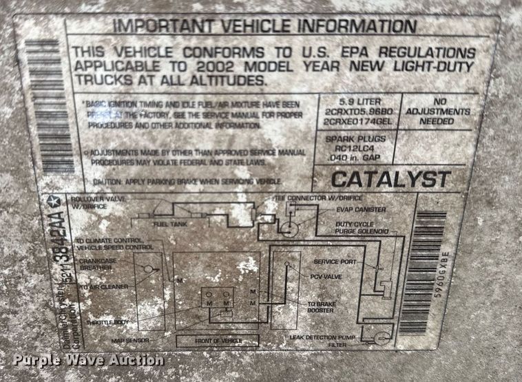 image for item EC3505 2002 Dodge Ram Wagon 3500 van