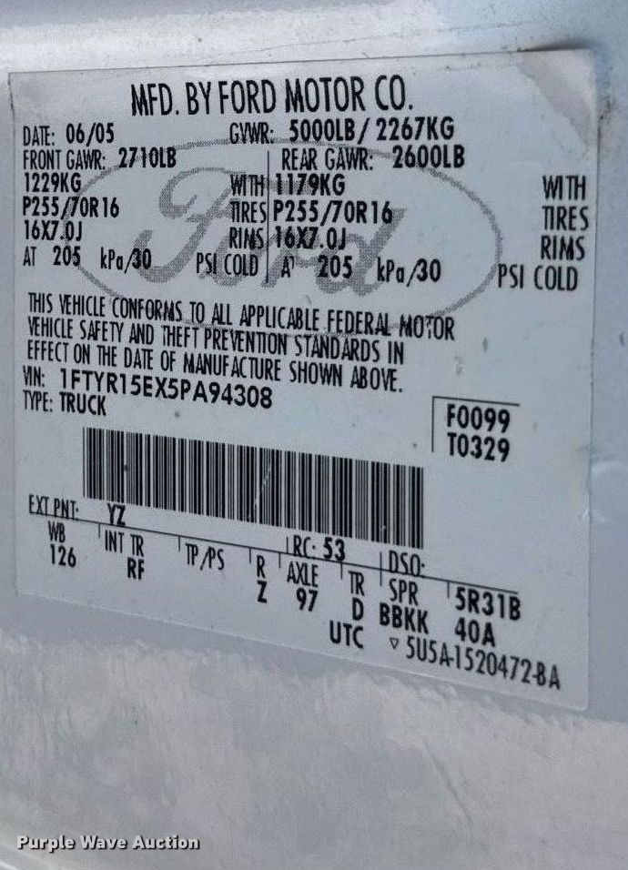 image for item ED4141 2005 Ford Ranger XLT SuperCab pickup truck