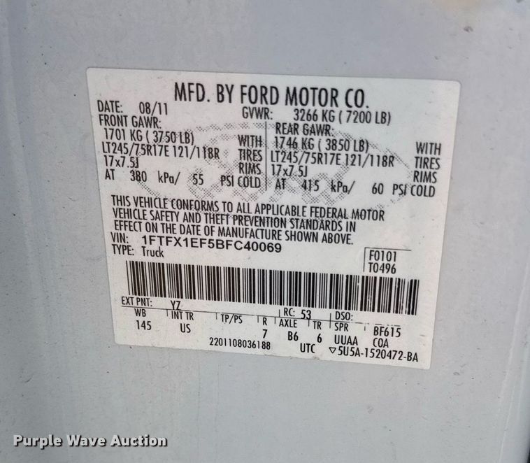 image for item ED4142 2011 Ford F150 SuperCab pickup truck