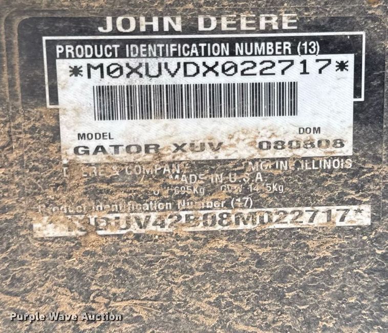 image for item ED4146 2008 John Deere Gator 850D utility vehicle