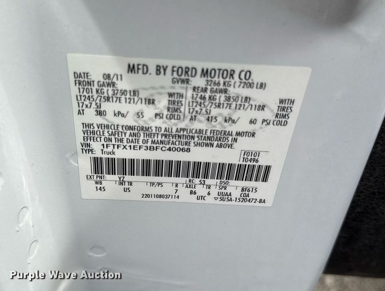 image for item ED4193 2011 Ford F150 XL SuperCab pickup truck