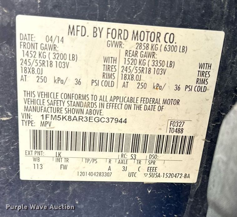 image for item ED4202 2014 Ford Explorer Police Interceptor  SUV