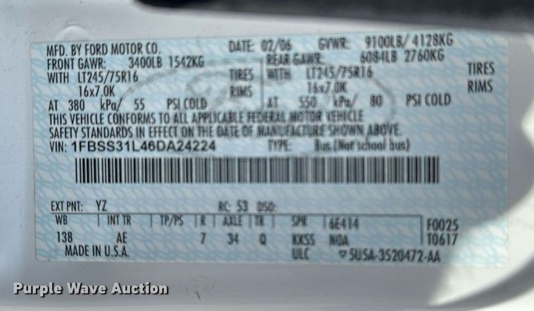 image for item EG6246 2006 Ford E350 Super Duty van