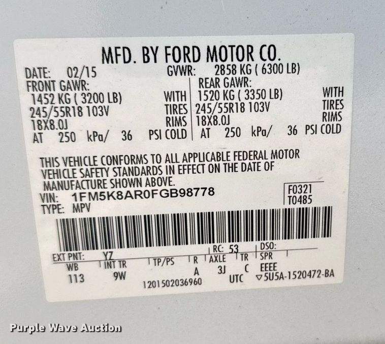 image for item EG6272 2015 Ford Explorer Police Interceptor SUV