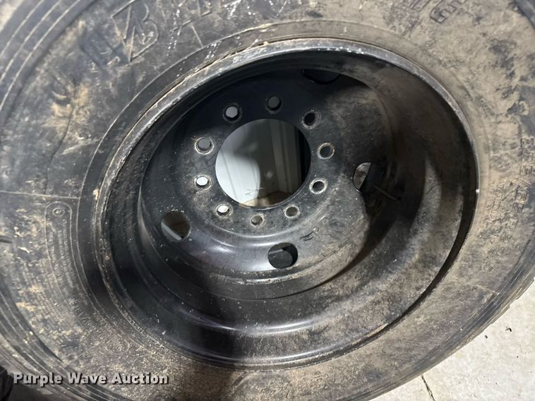 image for item EG6286 (3) 385/65R22.5 tires and wheels 